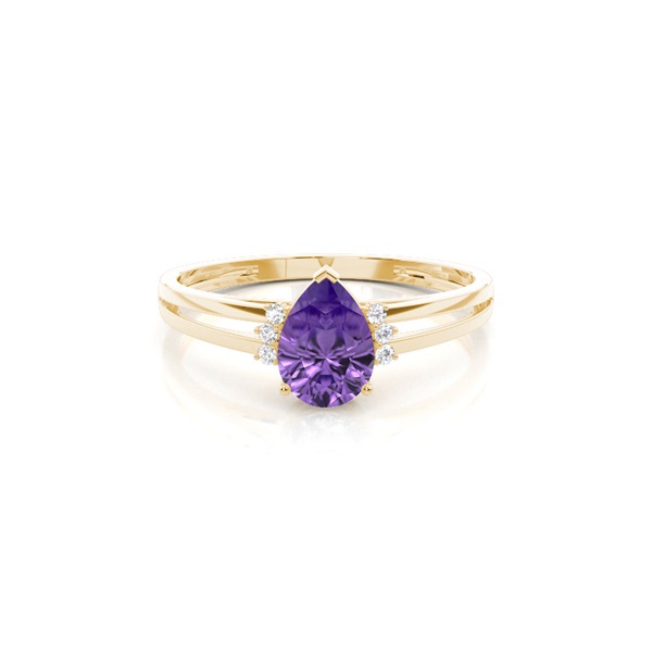 Prong Setting Pear Amethyst Side Stone Engagement Ring
