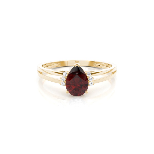 Prong Setting Pear Garnet Side Stone Engagement Ring
