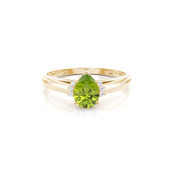 Prong Setting Pear Peridot Side Stone Engagement Ring