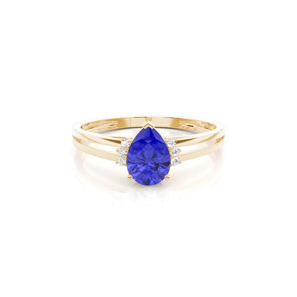 Prong Setting Pear Tanzanite Side Stone Engagement Ring