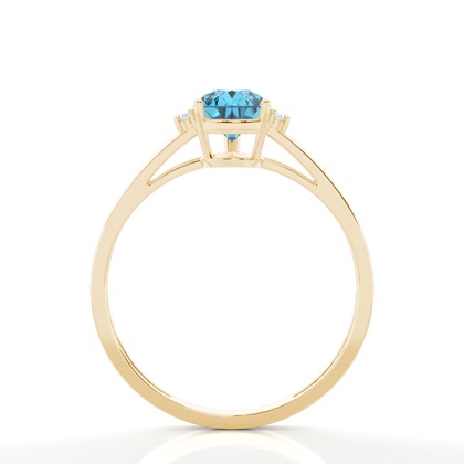 Prong Setting Pear Blue Topaz Side Stone Engagement Ring