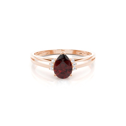 Prong Setting Pear Garnet Side Stone Engagement Ring