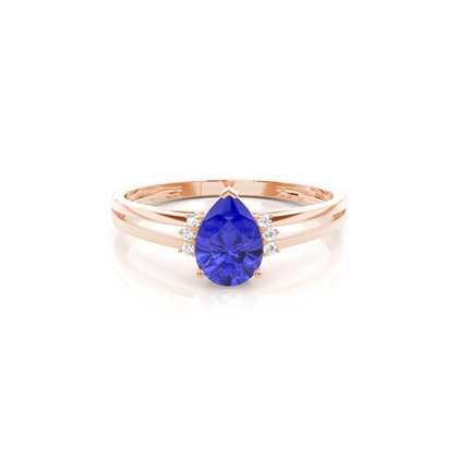 Prong Setting Pear Tanzanite Side Stone Engagement Ring