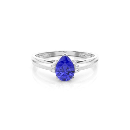 Prong Setting Pear Tanzanite Side Stone Engagement Ring