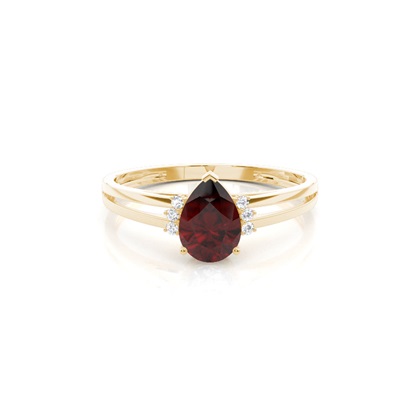 Prong Setting Pear Garnet Side Stone Engagement Ring