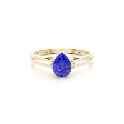 Prong Setting Pear Tanzanite Side Stone Engagement Ring