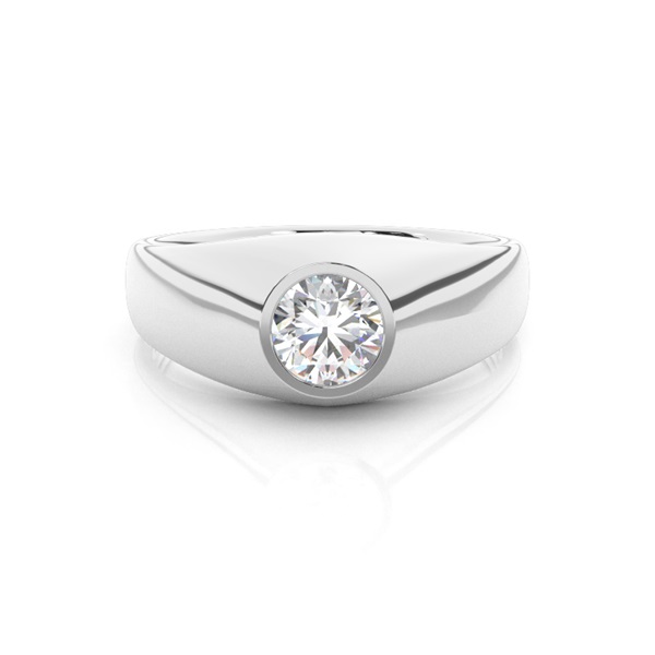 Flush Setting Diamond Mens Engagement Ring