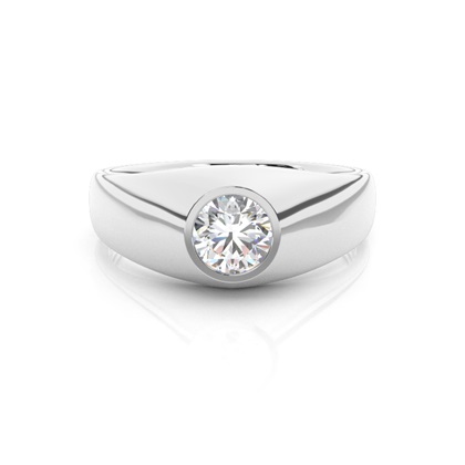 Flush Setting Diamond Mens Engagement Ring