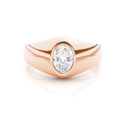 Oval Rose Gold Mens Diamond Engagement Rings