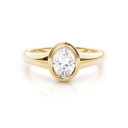 Oval Yellow Gold Mens Diamond Engagement Rings