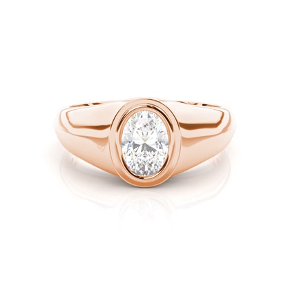 Oval Rose Gold Mens Diamond Engagement Rings