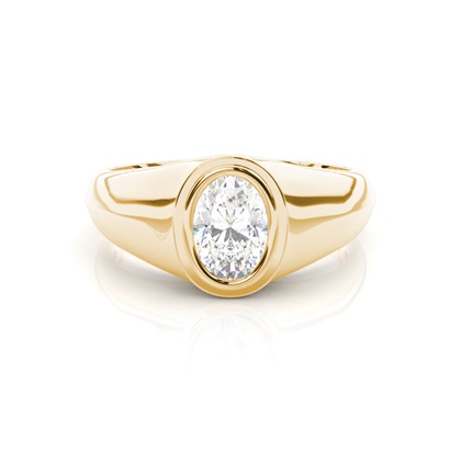 Oval Yellow Gold Mens Diamond Engagement Rings