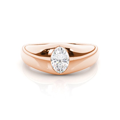 Oval Rose Gold Mens Diamond Engagement Rings