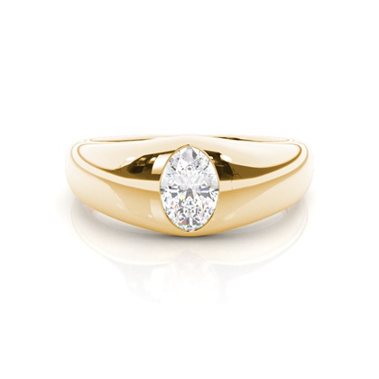Oval Yellow Gold Mens Diamond Engagement Rings