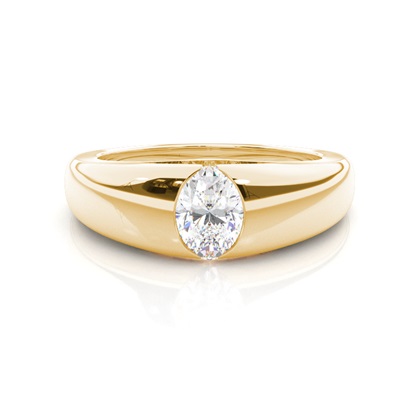 Oval Yellow Gold Mens Diamond Engagement Rings