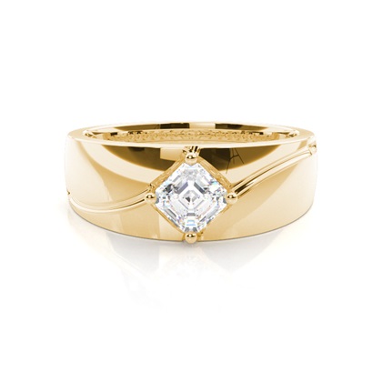 Princess Yellow Gold Mens Diamond Engagement Rings