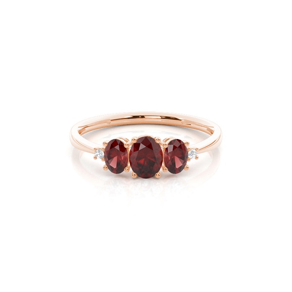 Prong Setting Oval Garnet Three Stone Ring