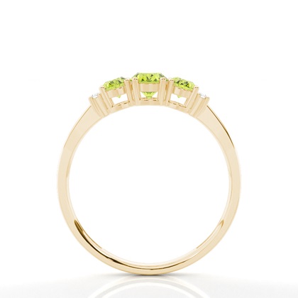 Ovaler Peridot-Ring mit drei Steinen in einer Krappenfassung