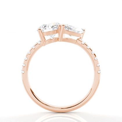 Round Rose Gold Toi Et Moi Rings Diamond
