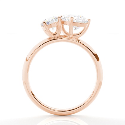 Round Rose Gold Toi Et Moi Rings Diamond