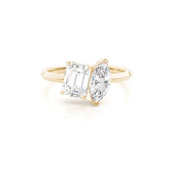 Toi Et Moi Emerald And Marquise Diamond Engagement Ring