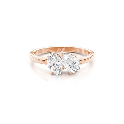 Mixed Shapes Rose Gold Toi Et Moi Rings Diamond