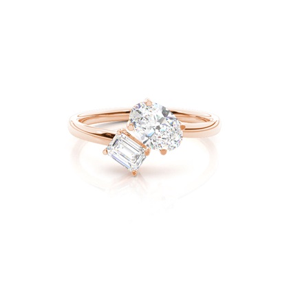 Mixed Shapes Rose Gold Toi Et Moi Rings Diamond