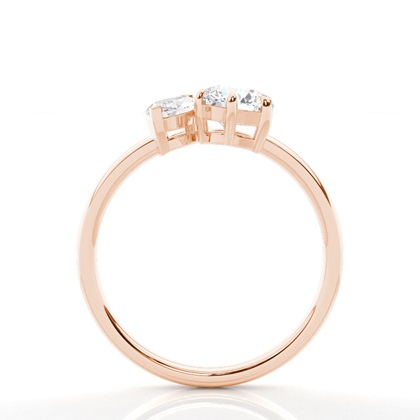 Round Rose Gold Toi Et Moi Rings Diamond