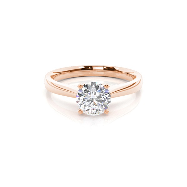 4 Prong Setting Round Diamond Side Stone Engagement Ring