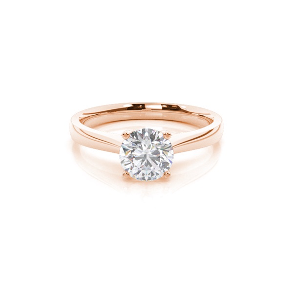 4 Prong Setting Round Moissanite Side Stone Engagement Ring