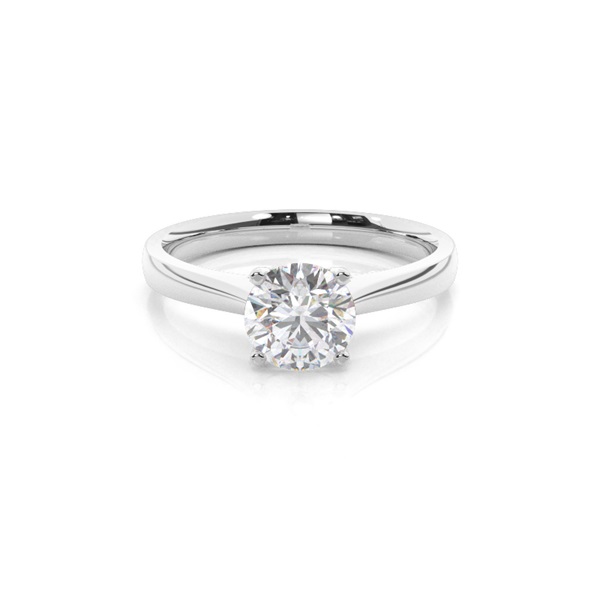 4 Prong Setting Round Moissanite Side Stone Engagement Ring
