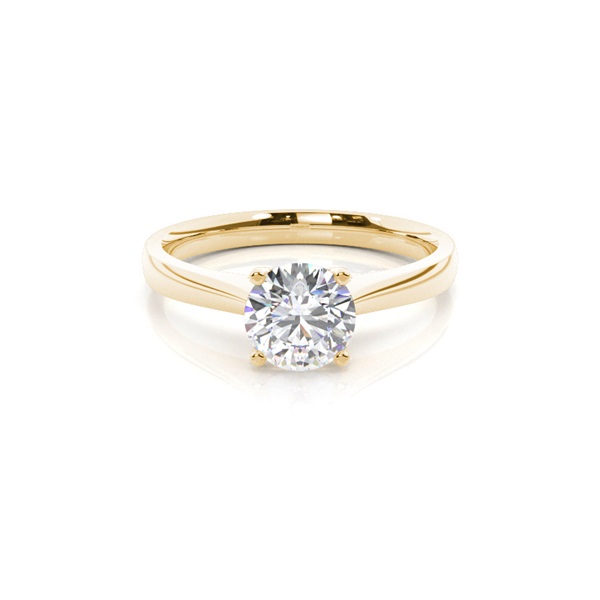 4 Prong Setting Round Diamond Side Stone Engagement Ring