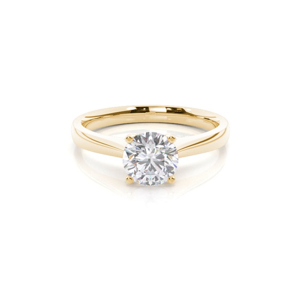 4 Prong Setting Round Moissanite Side Stone Engagement Ring
