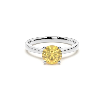 Prong Setting Yellow Diamond Side Stone Engagement Ring