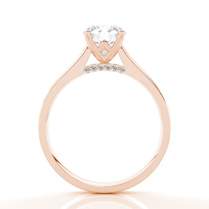 Verlobungsring mit 4 Krappenfassungen und rundem Moissanite-Seitenstein