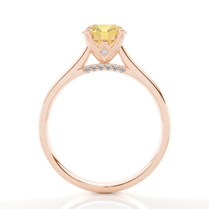 Prong Setting Yellow Diamond Side Stone Engagement Ring