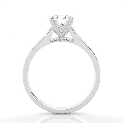 4 Prong Setting Round Diamond Side Stone Engagement Ring