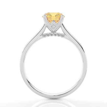Prong Setting Yellow Diamond Side Stone Engagement Ring