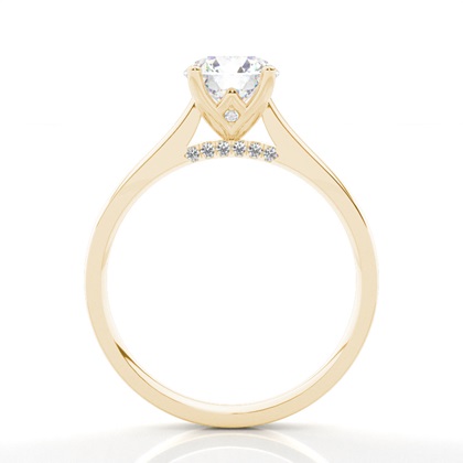 4 Prong Setting Round Diamond Side Stone Engagement Ring