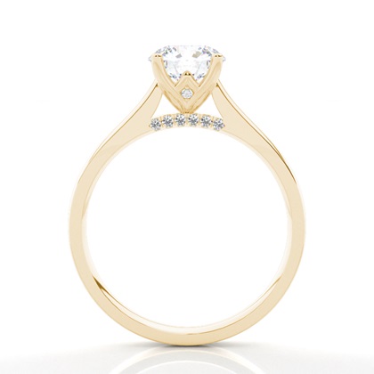 Verlobungsring mit 4 Krappenfassungen und rundem Moissanite-Seitenstein