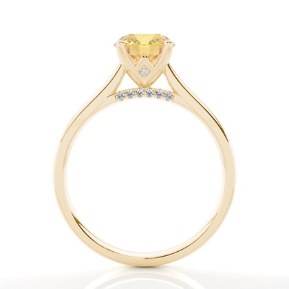 Prong Setting Yellow Diamond Side Stone Engagement Ring