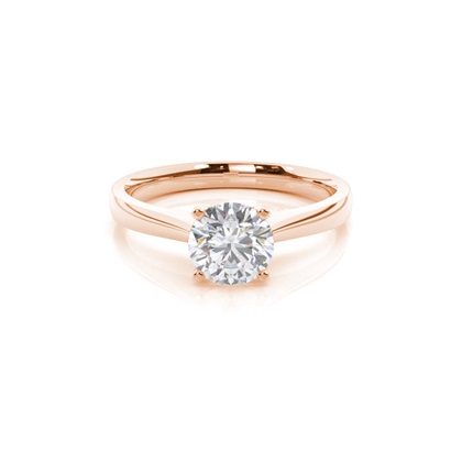 4 Prong Setting Round Moissanite Side Stone Engagement Ring