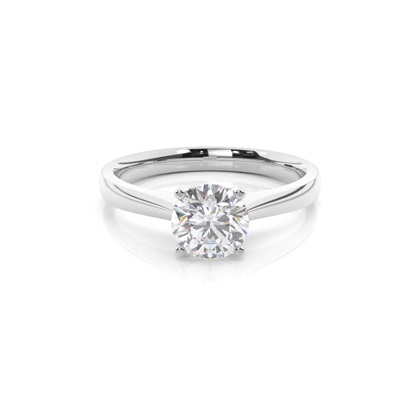 4 Prong Setting Round Moissanite Side Stone Engagement Ring