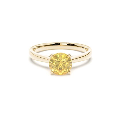Prong Setting Yellow Diamond Side Stone Engagement Ring