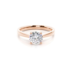 4 Prong Setting Round Diamond Side Stone Engagement Ring