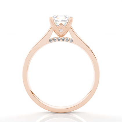 4 Prong Setting Round Diamond Side Stone Engagement Ring