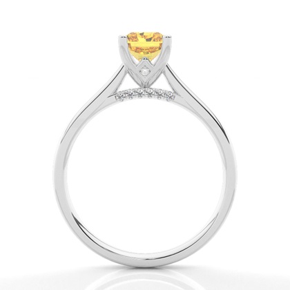 Krappen Verlobungsring mit Seitensteinen runder gelber Diamant