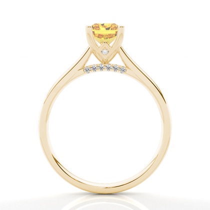 Krappen Verlobungsring mit Seitensteinen runder gelber Diamant