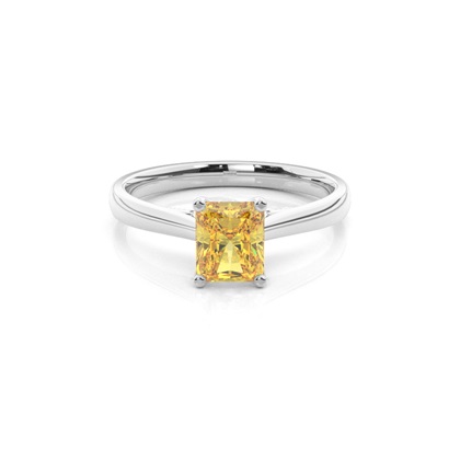 Prong Setting Yellow Diamond Side Stone Engagement Ring