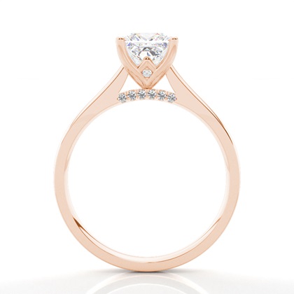 4 Prong Setting Round Diamond Side Stone Engagement Ring